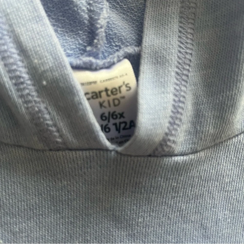 Carter’s Kids Unisex Sz 6/6X Blue Graphic Print Hoodie‎ with Kangaroo Pocket